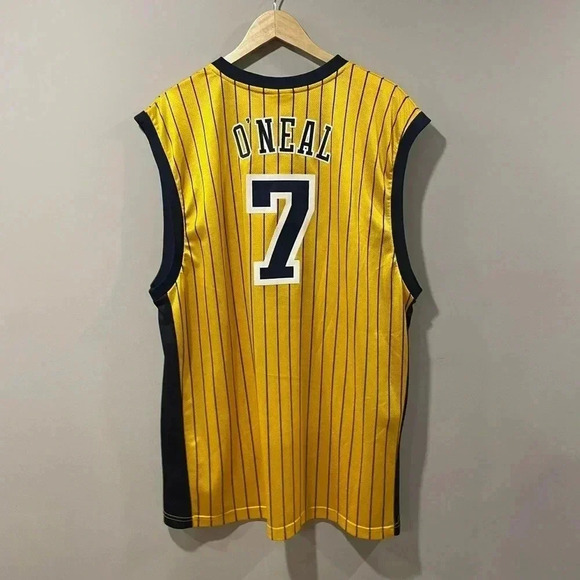 Vintage Reebok Pinstripe Indiana Pacers Jeramaine O'Neal NBA Basketball Jersey - Picture 2 of 8